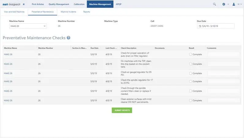 Configure machine checks